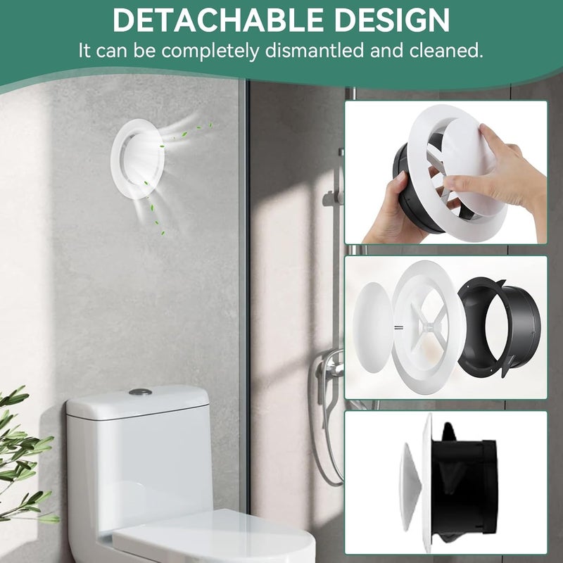 Frdhee 2PCS 6in Round Soffit Vents, White ABS Round Exhaust Air Vent Cover for Exhaust Fan, Inline Duct Fan, Dryer Vent, HVAC Ventilation, Attic & Home Venting (6in) - Image 4